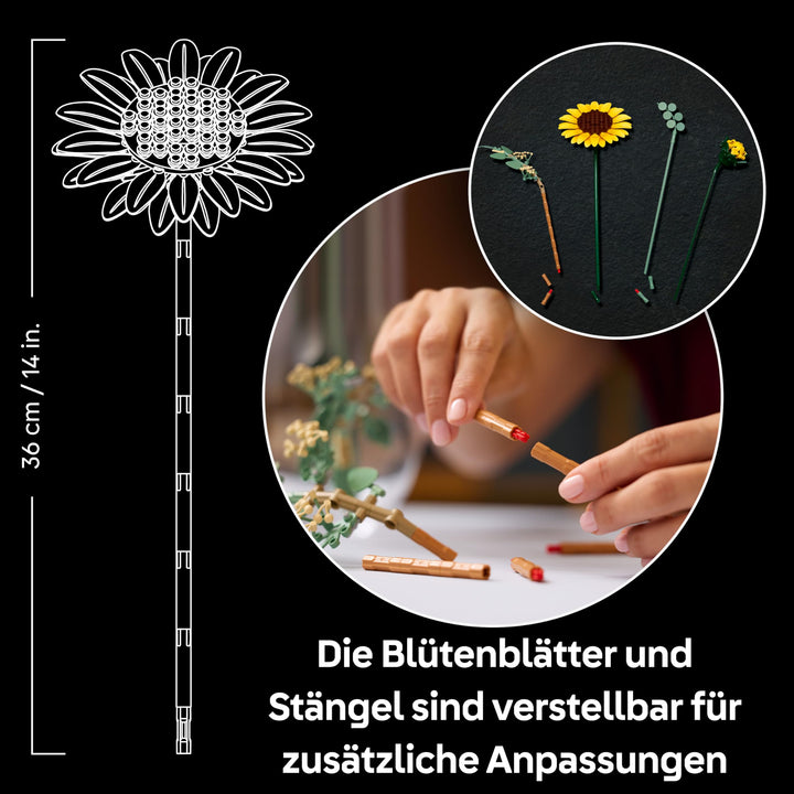 Klemmbausteine Sonnenblumenstrauss 686 Teile mit Eukalyptus Deko - Bild 7