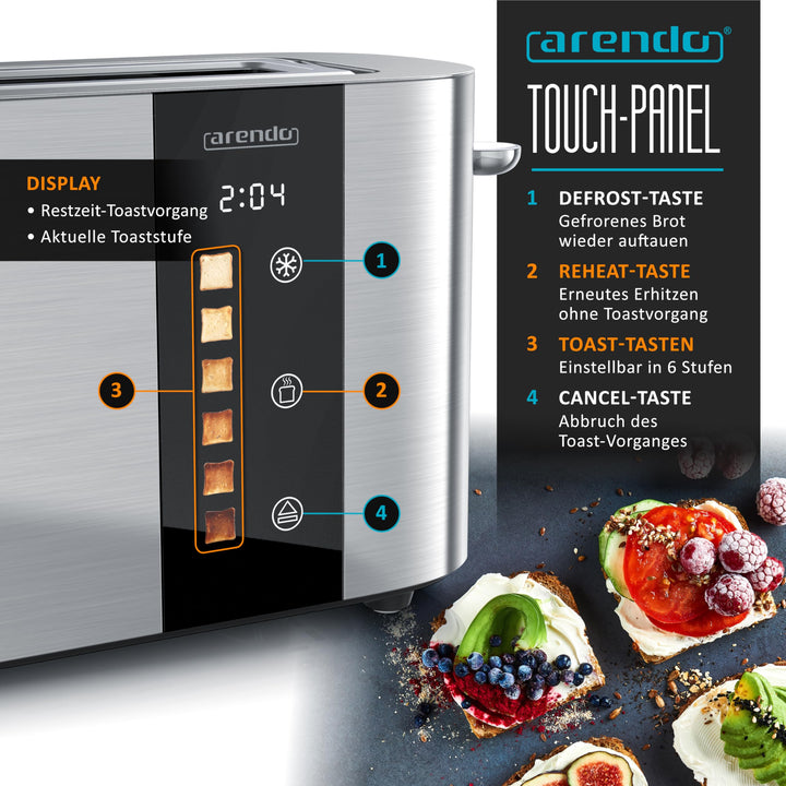Langschlitz-Toaster 2 Scheiben Edelstahl mit Touchscreen und Restzeitanzeige - Bild 4