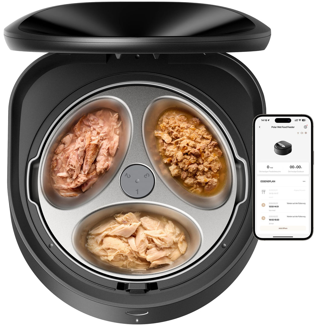 Nassfutter-Futterautomat mit Halbleiterkühlung WLAN 3 Kammern
