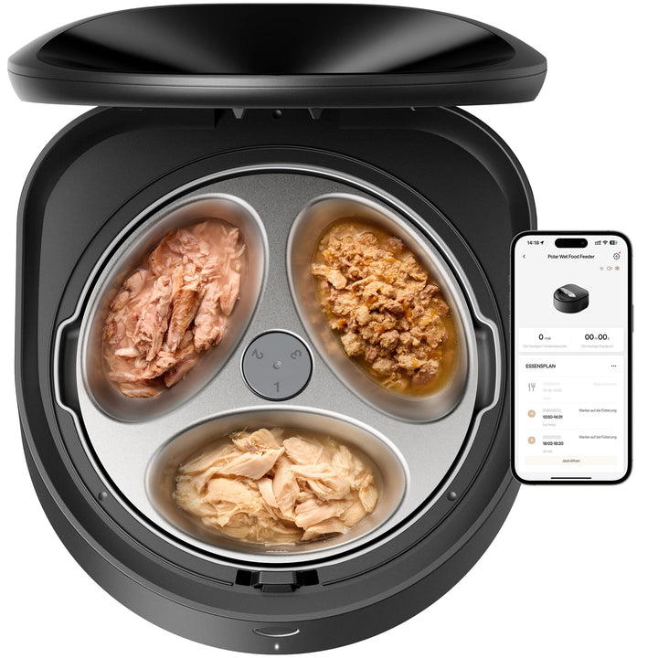 Nassfutter-Futterautomat mit Halbleiterkühlung WLAN 3 Kammern