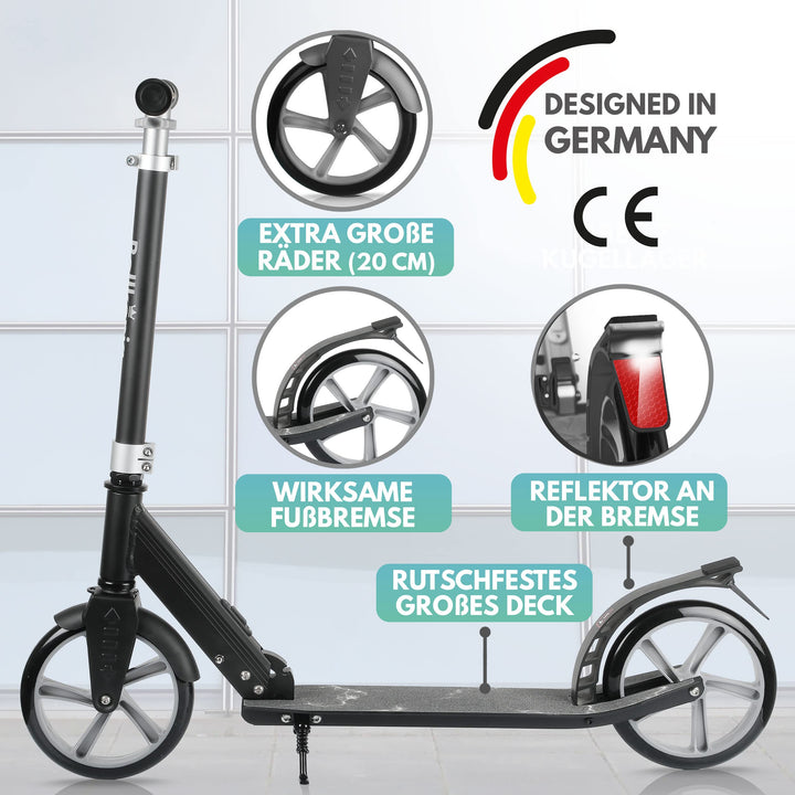 Faltbarer Cityroller mit grossen Rädern für Kinder &amp; Erwachsene bis 100 kg - Bild 3