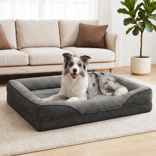 Orthopädisches Hundebett Memory Foam 89x64x18cm mit Hochrand
