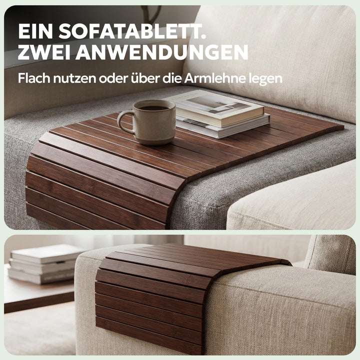 Sofatablett Armlehne Bambus für Sofa und Sessel – Braun - Bild 6