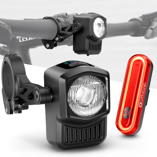 Fahrradlicht Set LED USB-C StVZO 15-60 Lux mit Akkuanzeige
