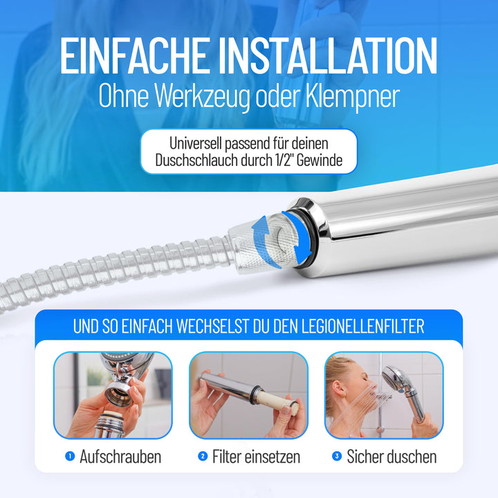 Duschkopf mit Legionellenfilter Chrom 270x80mm 1/2-Zoll-Anschluss - Bild 7