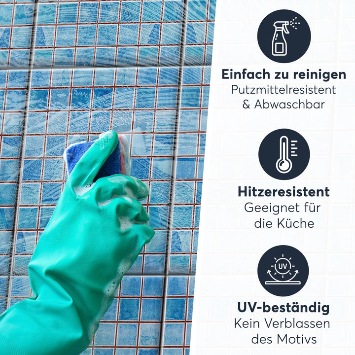 Fliesensticker Mosaik Blau Vinyl selbstklebend 20x25 cm 48er-Set - Bild 6