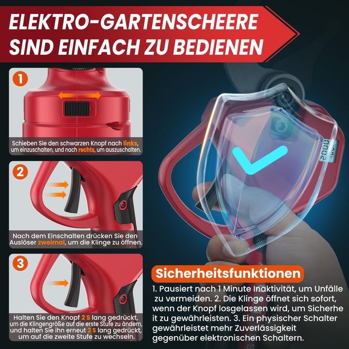Akku-Astschere Bürstenlos 50mm Schnittbreite mit LCD-Anzeige 2x2000mAh - Bild 6