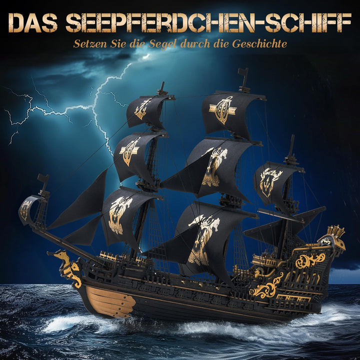 3D Holzpuzzle Segelschiff Seepferdchen-Bark 603 Teile ohne Kleber - Bild 2