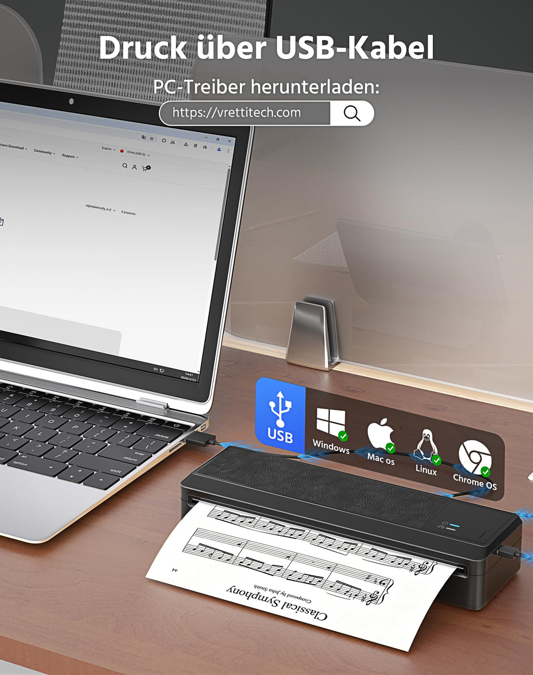 Thermodrucker A4 Bluetooth tragbar iOS Android 1500mAh Akku - Bild 4