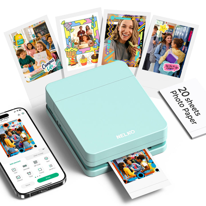 Fotodrucker kompakt tragbar für Smartphones – Grün