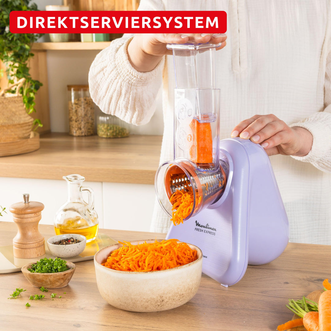 Elektrische Gemüsereibe 4-in-1 mit Direktserviersystem, Lila - Bild 5