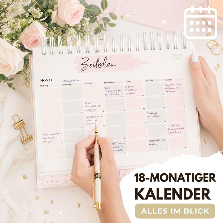 Hochzeitsplaner Buch Deutsch 200 Seiten mit 18-Monats-Kalender