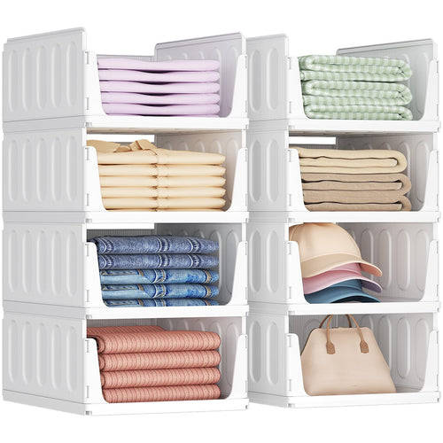 Stapelbare Schrank-Organizer 8er Set PP-Kunststoff 41 cm tief