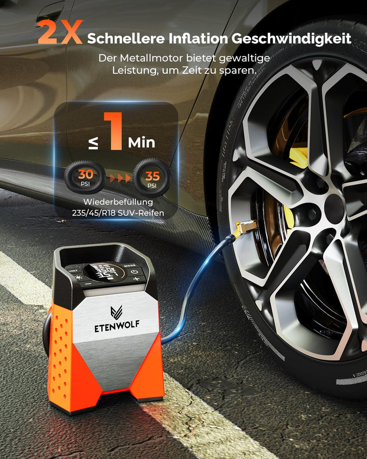 Elektrische Luftpumpe 160 PSI 7800mAh Akku kabellos für Auto &amp; Fahrrad - Bild 2