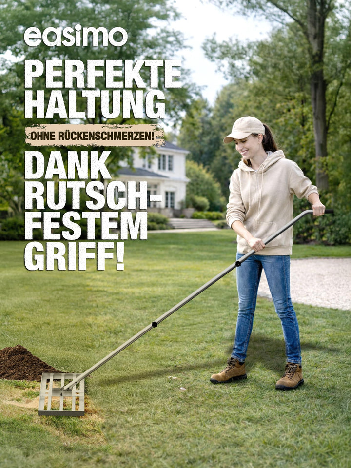 Rasen Rakel Stahl 114x25 cm mit 2,13 m Stiel zur Rasennivellierung - Bild 4