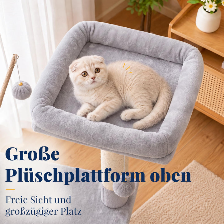 Kratzbaum für mehrere Katzen mit Haus, Hängematte und Sisal - Bild 6