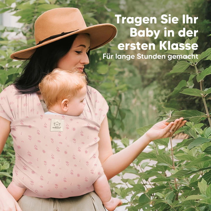 Babytrage ab Geburt elastisches Tragetuch Pink Daisies für Neugeborene - Bild 6
