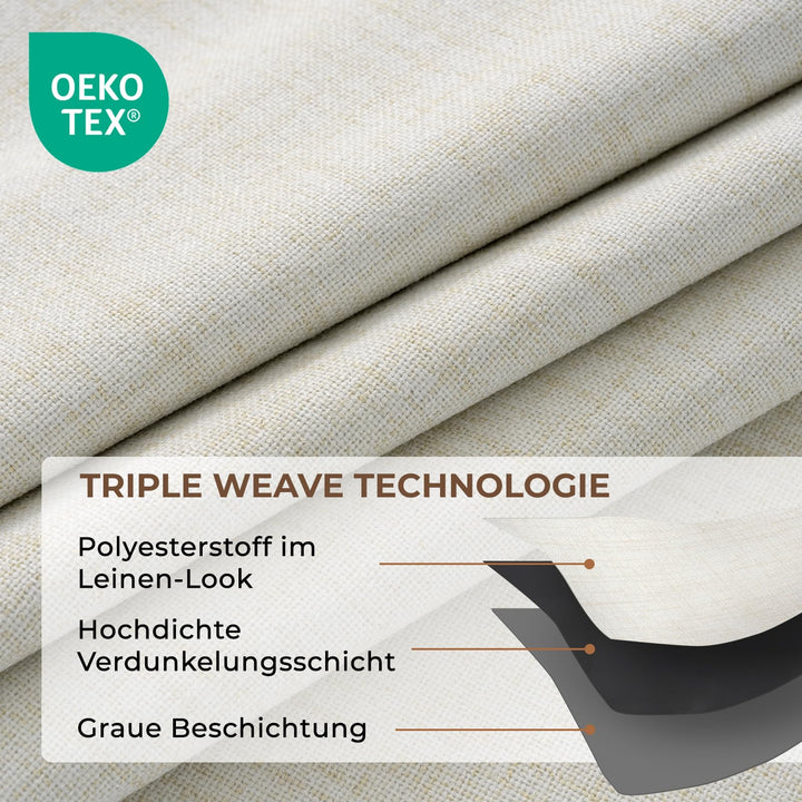 Verdunklungsvorhänge 100% Blickdicht Hellbeige 2er-Set 245x140 cm - Bild 5