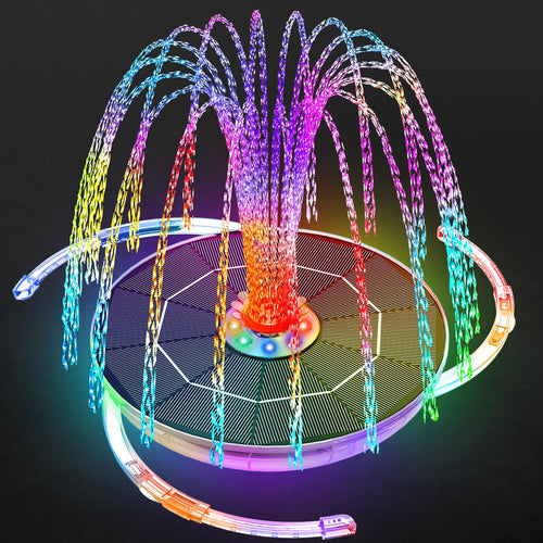 Solar Springbrunnen LED beleuchtet 6,5W mit Akku und 9 Düsen