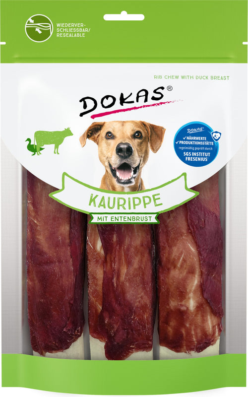 Kaurippe Rinderhaut mit Entenbrust getreidefrei für grosse Hunde 10x210g