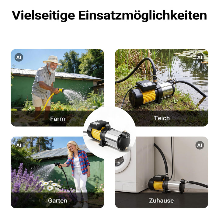 Mehrstufige Kreiselpumpe 900W 6600l/h Förderhöhe 55m Hauswasserwerk - Bild 8
