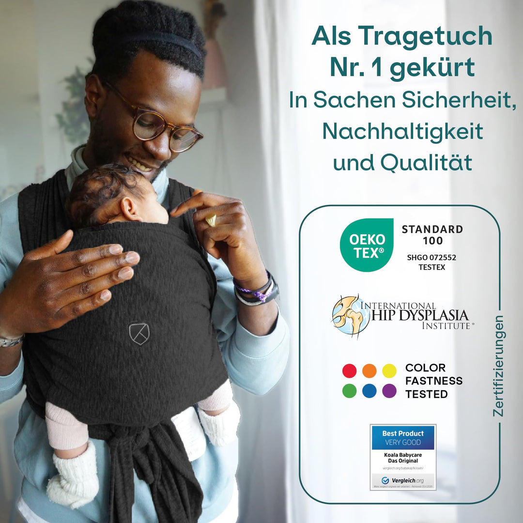 Tragetuch Neugeborene bis 9 kg mit Ringverschluss schwarz - Bild 2
