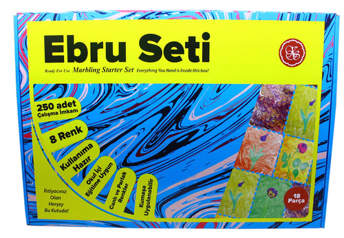 Marmorierset A4 mit 8 Farben, 20 Papier und Pinsel für Kinder