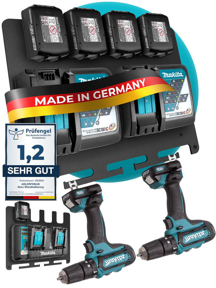 Wandhalterung Akkus &amp; Ladegeräte 18V/14V mit Lüftung, Made in Germany