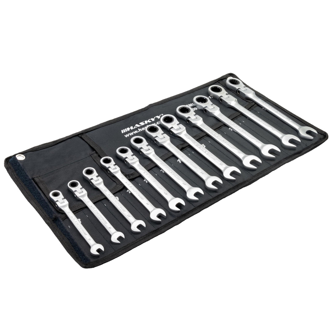 Gelenk-Ratschenschlüssel Set 12-tlg. 8–19 mm Chrom-Vanadium-Stahl - Bild 7