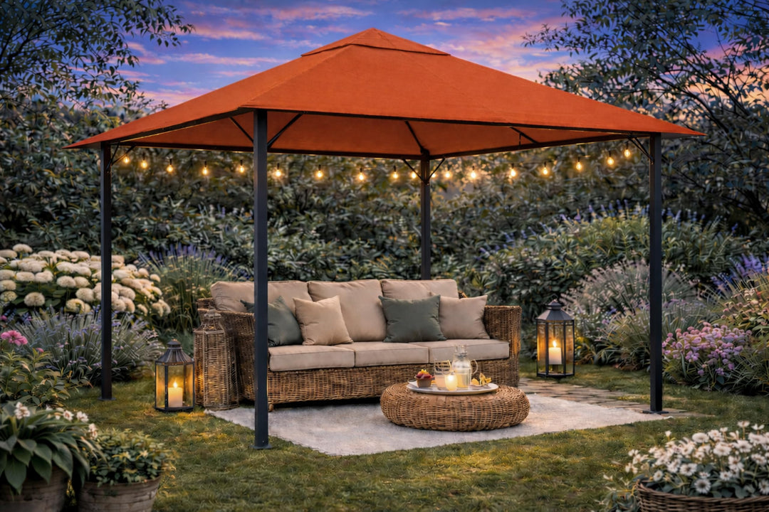 Pavillon Ersatzdach 3x3m Polyester wasserabweisend Terra/Rotorange - Bild 4