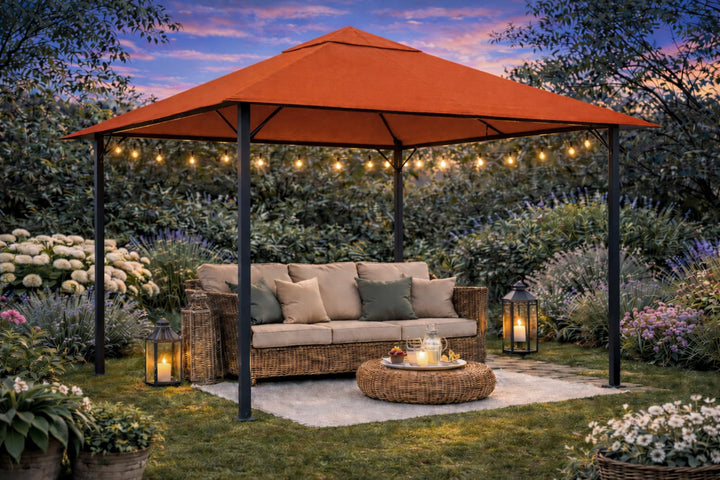 Pavillon Ersatzdach 3x3m Polyester wasserabweisend Terra/Rotorange - Bild 4