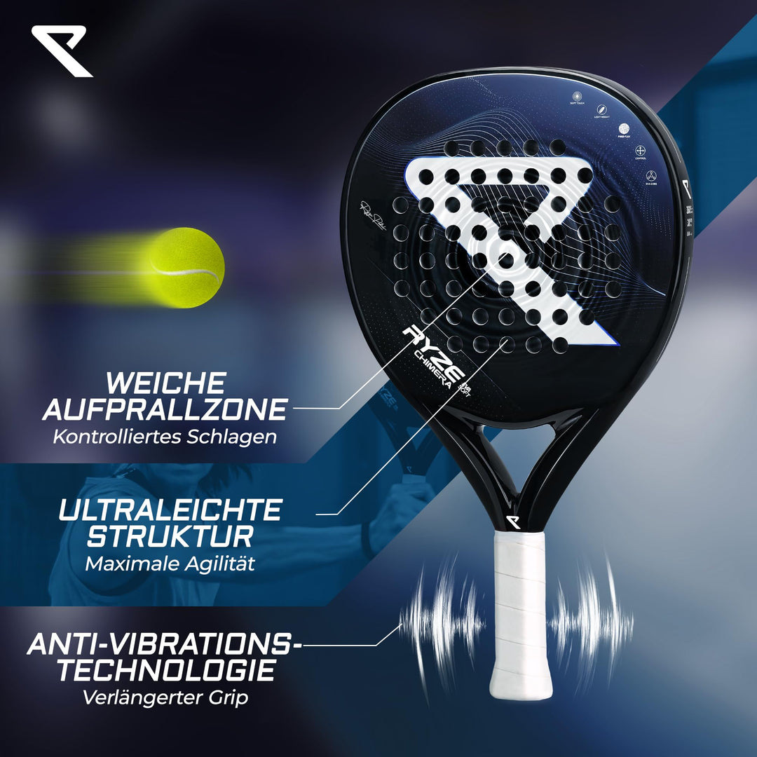 Padel Schläger Kohlefaser &amp; Fiberglas ultraleicht 360g Unisex - Bild 2