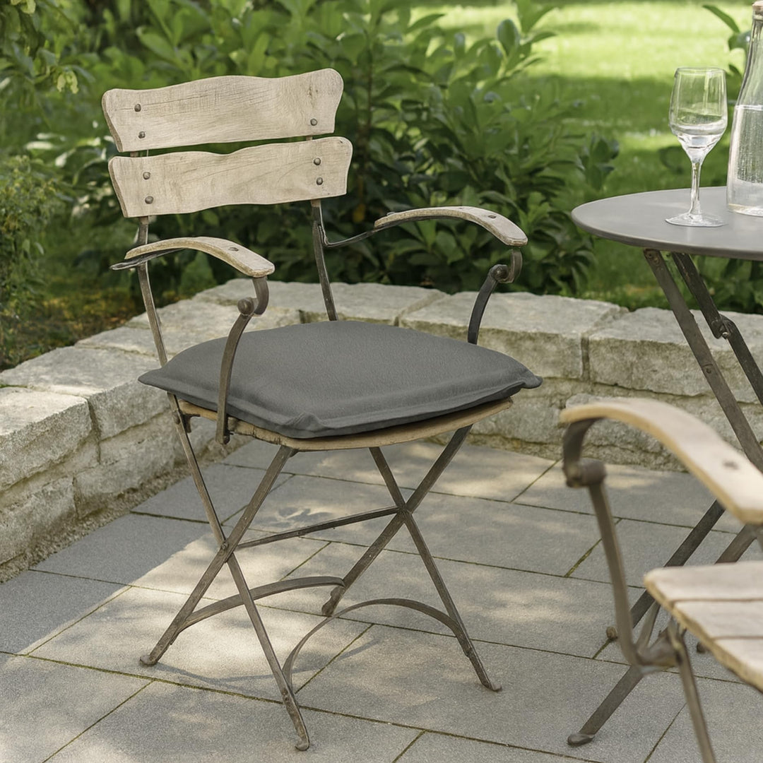 Outdoor Sitzkissen 4er Set 44x47 cm Polyester Anthrazit für Gartenstühle - Bild 4
