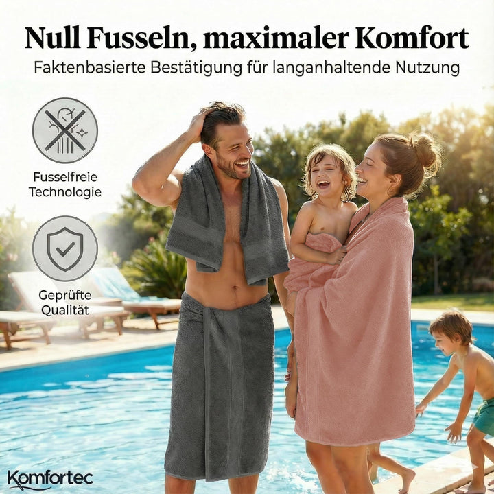 Handtuch Set 8-teilig 100% Baumwolle Frottee Anthrazit/Rosa - Bild 7