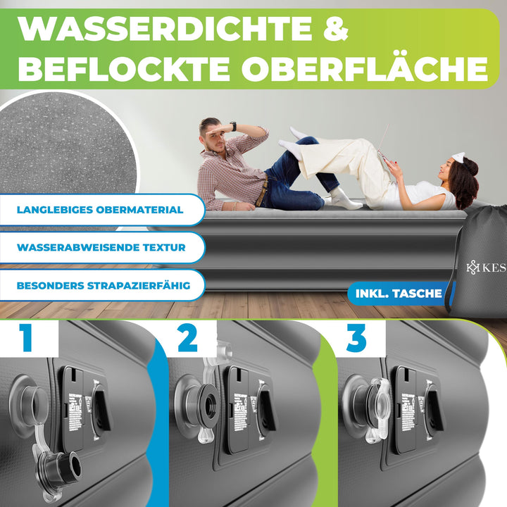 Luftbett selbstaufblasend für 2 Personen mit Pumpe 203x153x51 cm - Bild 5