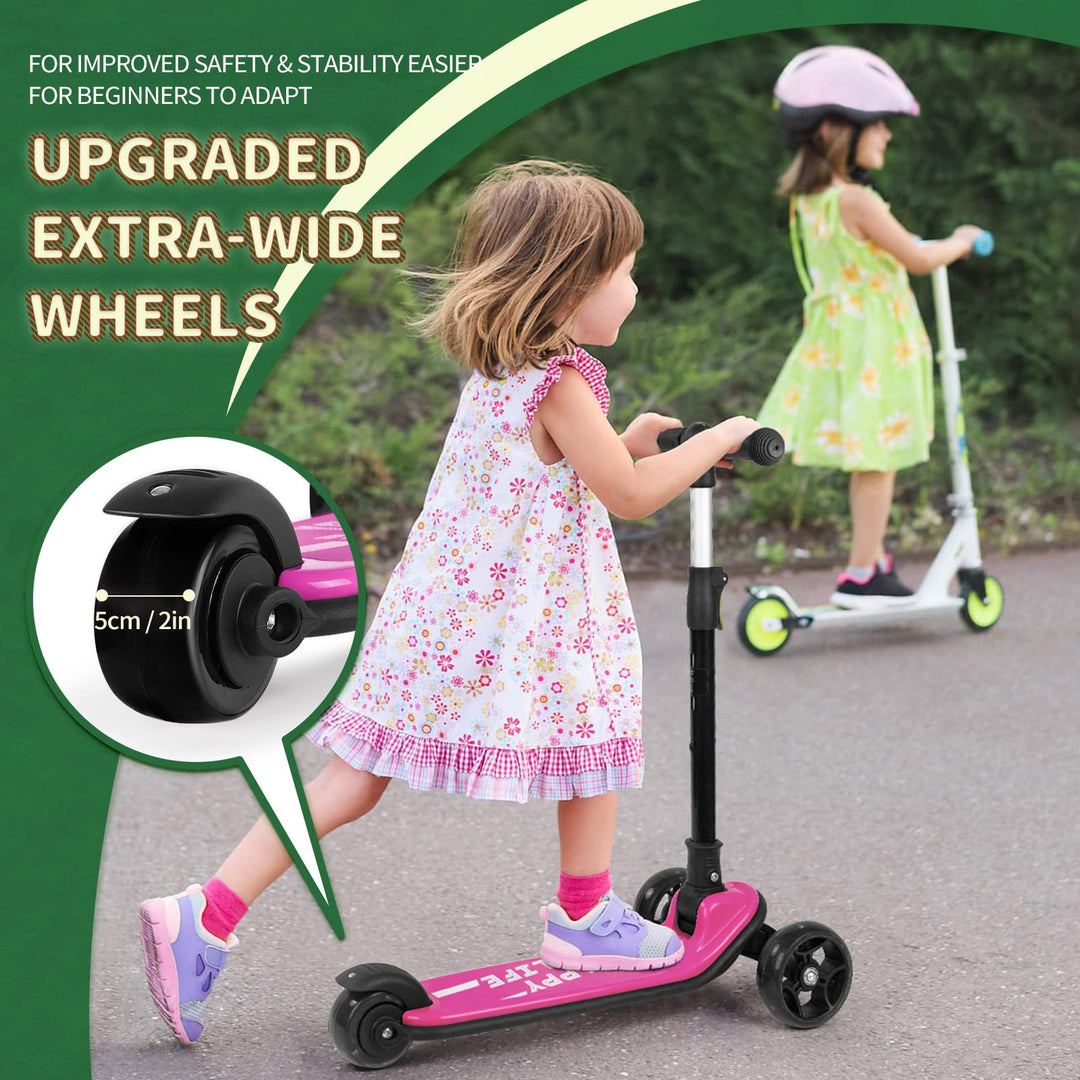 Kinderroller 3-Rad klappbar mit LED-Rädern, höhenverstellbar, Rosa - Bild 6