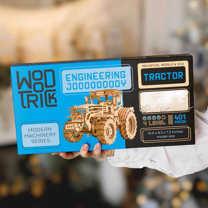 3D Holzpuzzle Traktor mechanisch 401 Teile mit Gummibandmotor - Bild 6