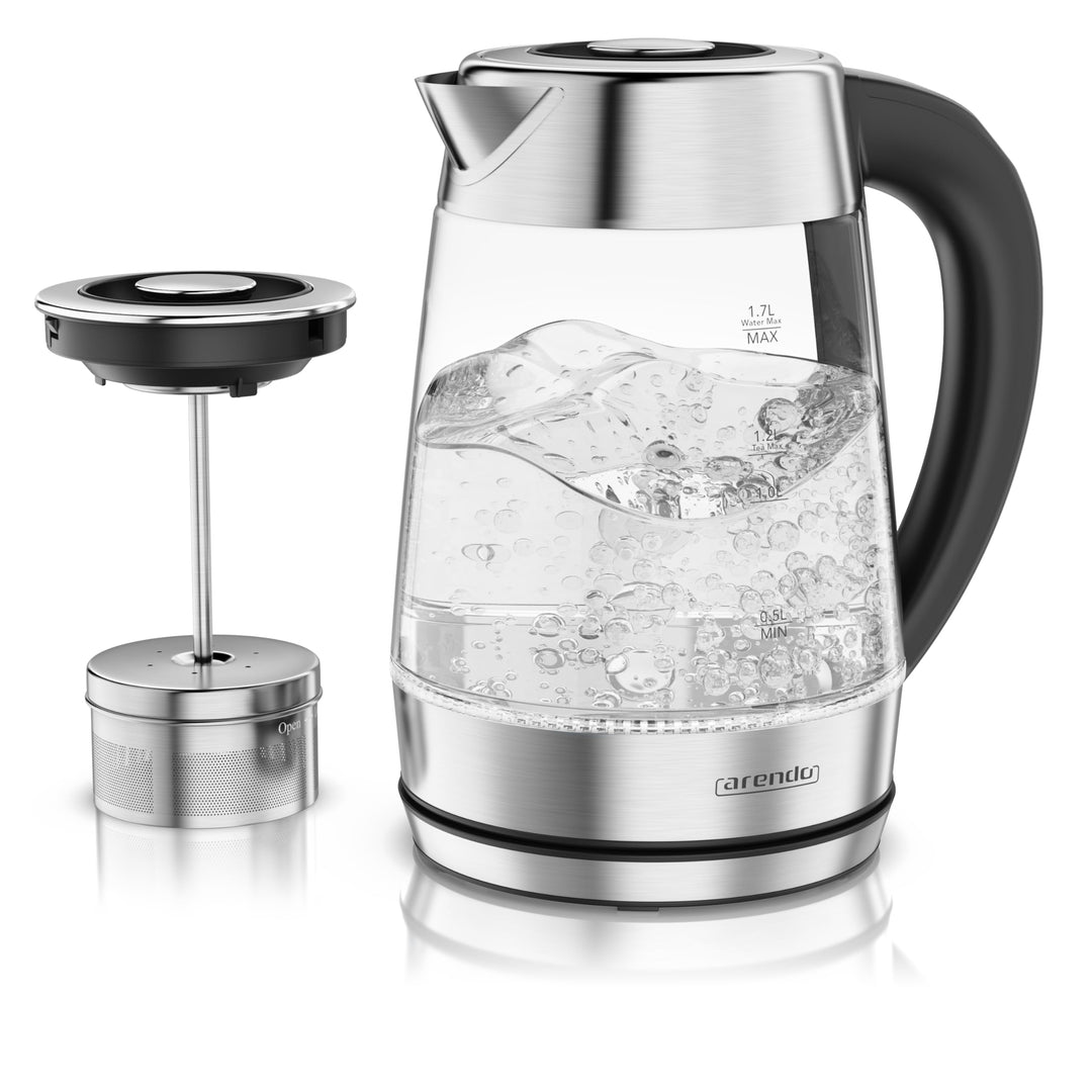 Glas Wasserkocher 2in1 mit Teesieb &amp; Temperaturwahl 1,7 L
