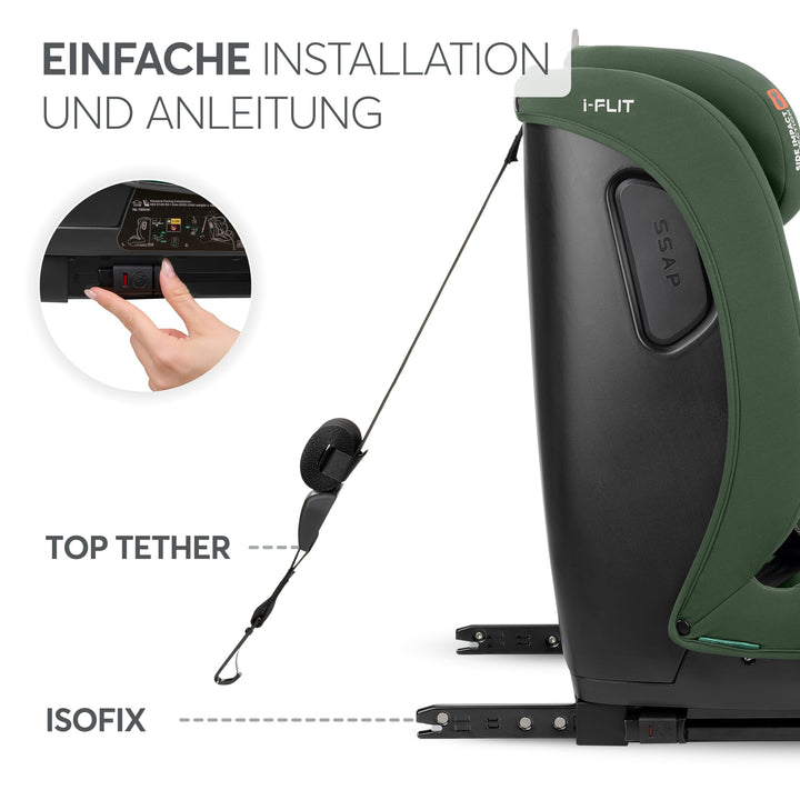 Kindersitz i-Size ISOFIX 9-36 kg Gruppe 1/2/3 Armeegrün - Bild 6