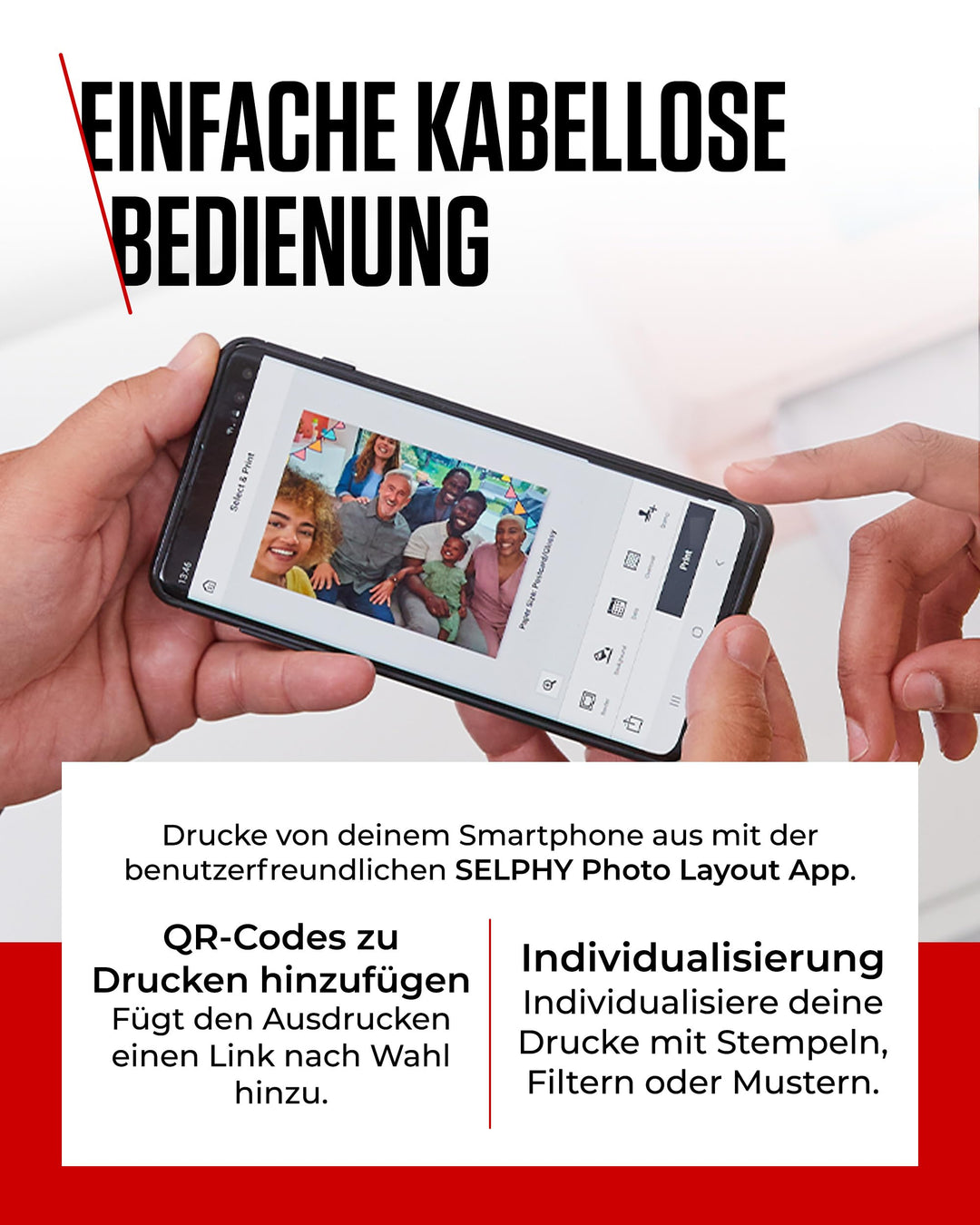 Fotodrucker WLAN Thermosublimation Postkartenformat mit 54 Blatt Papier - Bild 5