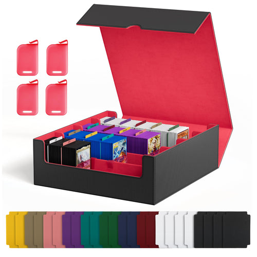 Sammelkarten-Box 4-reihig Schwarz/Rot für 2400+ Karten mit 24 Trennern