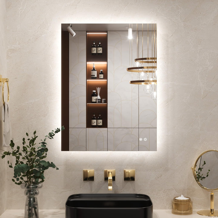 Badspiegel LED beleuchtet 60x80cm beschlagfrei 3 Lichtfarben dimmbar