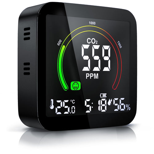 CO2-Messgerät mit Alarm, Thermometer & Hygrometer, 400–5000 PPM