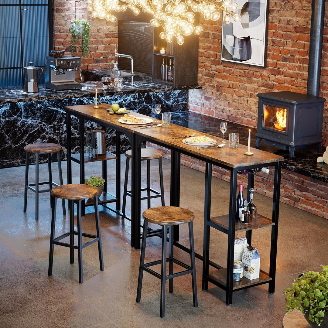 Bartisch-Set mit 2 Barhockern Massivholz Retro-Look mit Glashalter - Bild 8