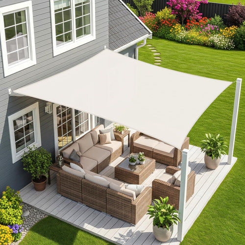 Sonnensegel Rechteckig 4x5m Wasserdicht Polyester Creme