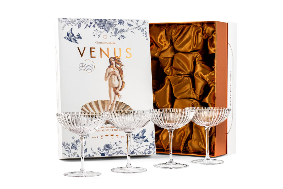 Coupe Cocktailgläser 4er Set Kristall 240 ml Muschel-Design