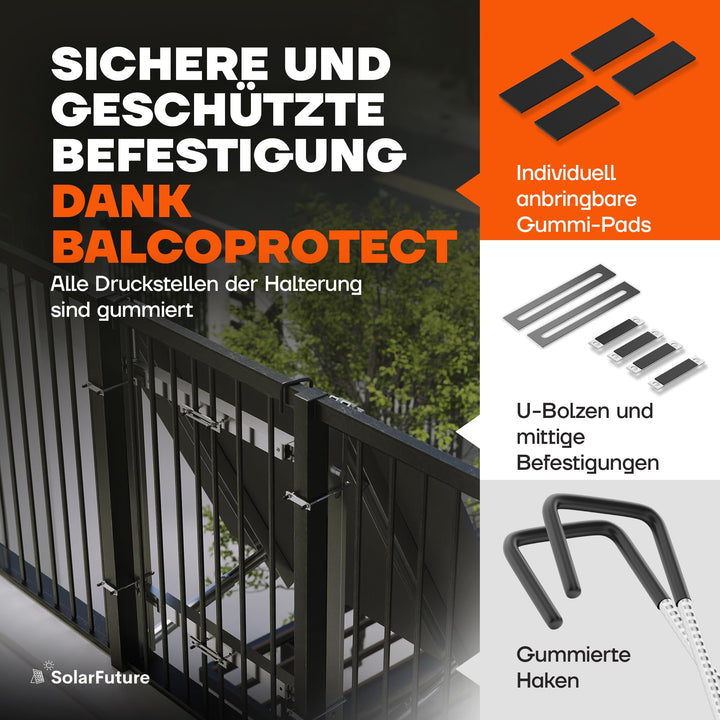 Balkonkraftwerk Halterung Aluminium Edelstahl flexibel für Geländer - Bild 2