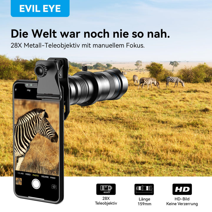 Smartphone Teleobjektiv 28x mit Clip für iPhone Android Monokular - Bild 6