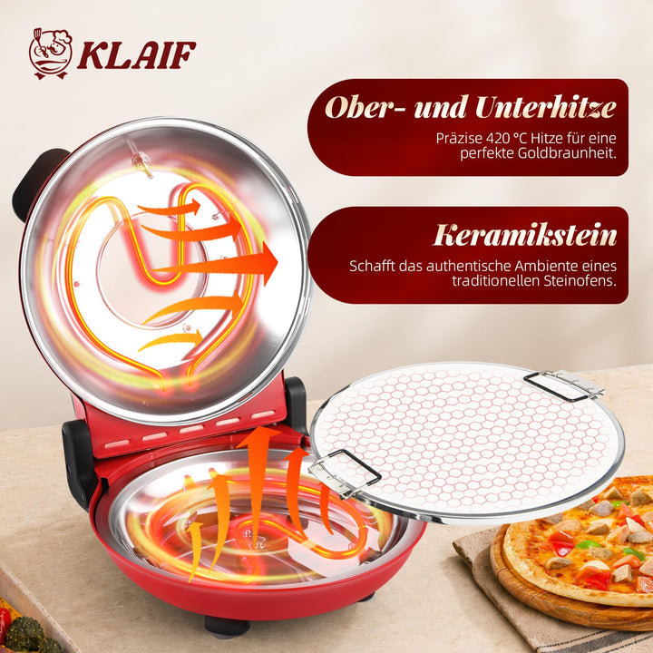 Elektrischer Pizzaofen 420°C Naturkeramikstein 31cm für Zuhause - Bild 2