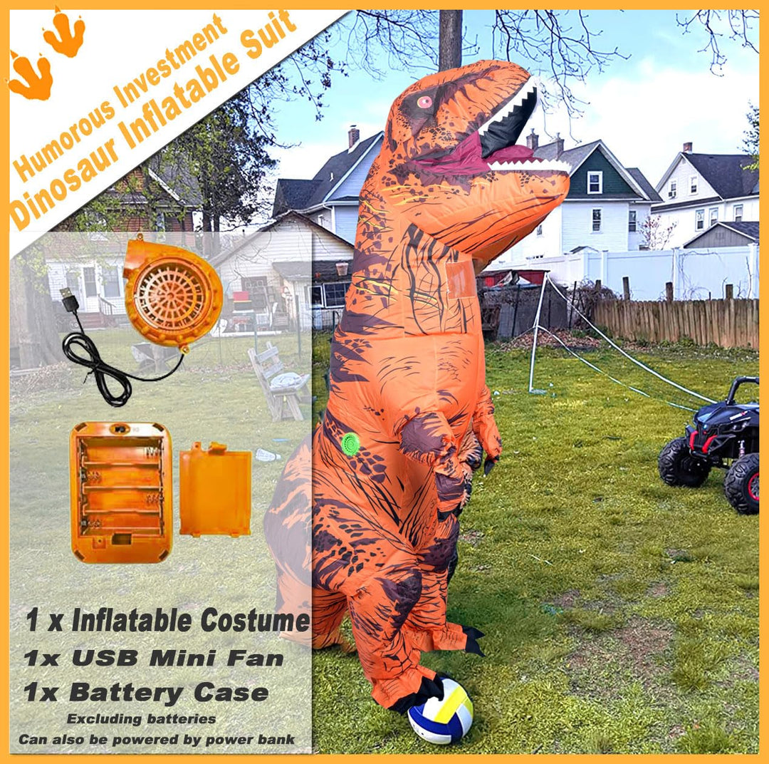 Aufblasbares T-Rex Kostüm für Erwachsene Braun 165–198 cm - Bild 6